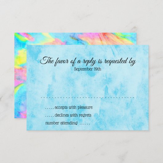 RSVP-kaart Turquoise Blue Limoen roze tinkleurstof RSVP Kaartje (Voorkant / Achterkant)