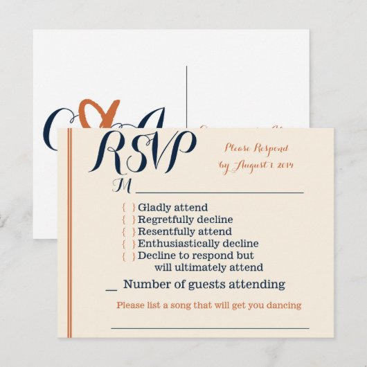 RSVP-kaart Uitnodiging Briefkaart (Voorkant / Achterkant)