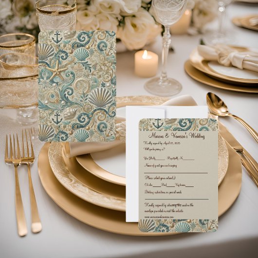 RSVP-kaart van de Pearl Coast Elegance RSVP Kaartje