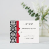 RSVP - Kaart van de RSVP - Damask Red Bow Wedding (Staand voorkant)