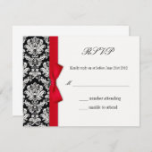 RSVP - Kaart van de RSVP - Damask Red Bow Wedding (Voorkant / Achterkant)