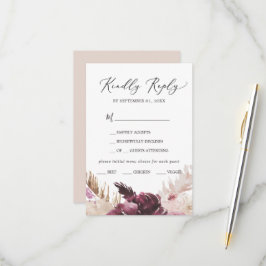 RSVP-kaart van het menu Boho Pampas Grass