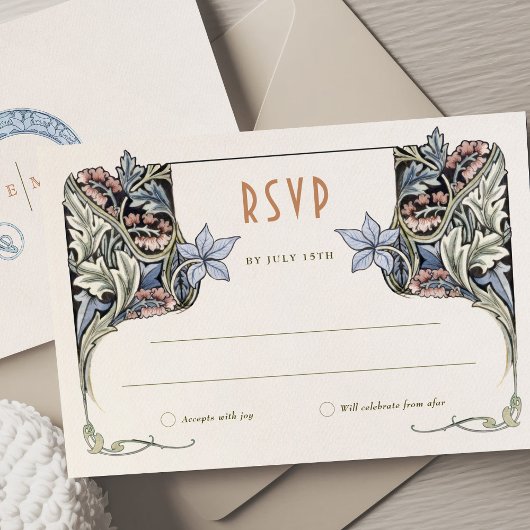 RSVP-kaart Victoriaans Grace Morris-geïnspireerde Kaart