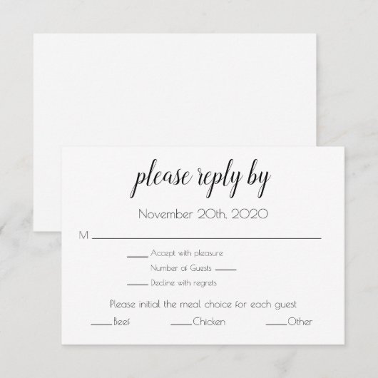 RSVP-kaart voor behuizing Kaart (Voorkant / Achterkant)