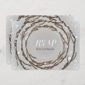 RSVP-kaart voor bijkantoren van Rustic Winter Wedd Kaart (Voorkant / Achterkant)