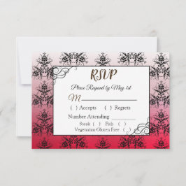RSVP-kaart voor Black and Red Damask Wedding RSVP