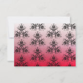 RSVP-kaart voor Black and Red Damask Wedding RSVP Kaartje (Achterkant)