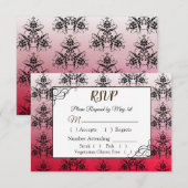 RSVP-kaart voor Black and Red Damask Wedding RSVP Kaartje (Voorkant / Achterkant)