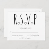 RSVP-kaart voor Black and White Shell Beach Weddin Briefkaart (Voorkant / Achterkant)