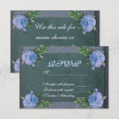 RSVP-kaart voor  blauw roos RSVP Kaartje (Voorkant / Achterkant)