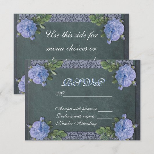 RSVP-kaart voor  blauw roos RSVP Kaartje (Voorkant / Achterkant)