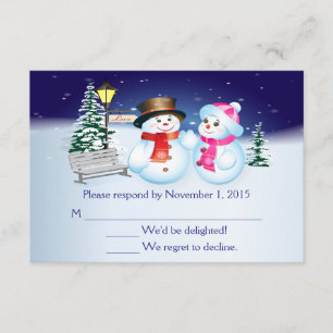 RSVP-kaart voor blauwe en witte sneeuwweduwen RSVP Kaartje