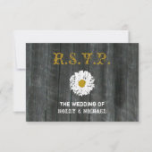 RSVP-kaart voor bruiloft - Barnwood & Daisy RSVP Kaartje (Voorkant)