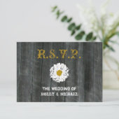 RSVP-kaart voor bruiloft - Barnwood & Daisy RSVP Kaartje (Staand voorkant)