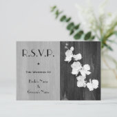 RSVP-kaart voor bruiloft - Barnwood voor zwarte en RSVP Kaartje (Staand voorkant)