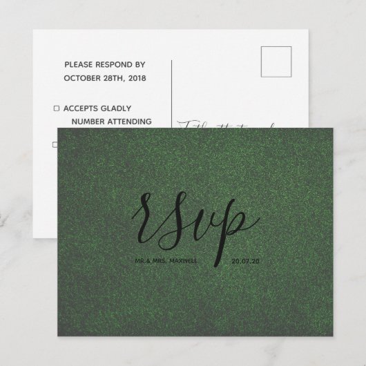 Rsvp-kaart voor bruiloft | Briefkaart Groen grassc (Voorkant / Achterkant)