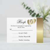 RSVP-kaart voor bruiloft Elegant Golden Hearts Des RSVP Kaartje (Staand voorkant)