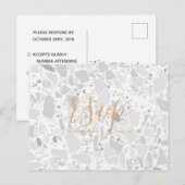 Rsvp-kaart voor bruiloft | Manuscript Terrazzo Bri Uitnodiging Briefkaart (Voorkant / Achterkant)