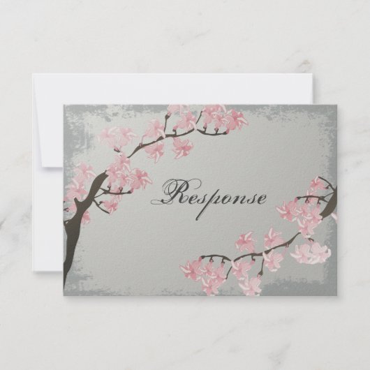RSVP-kaart voor bruiloft - Roze Cherry Blossom RSVP Kaartje (Voorkant)