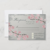 RSVP-kaart voor bruiloft - Roze Cherry Blossom RSVP Kaartje (Achterkant)