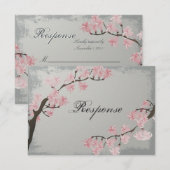 RSVP-kaart voor bruiloft - Roze Cherry Blossom RSVP Kaartje (Voorkant / Achterkant)