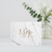 Rsvp-kaart voor bruiloft | White Gold Marble-scrip Uitnodiging Briefkaart (Staand voorkant)