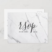 Rsvp-kaart voor bruiloft | White Marble Script Bri Uitnodiging Briefkaart (Voorkant / Achterkant)