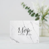 Rsvp-kaart voor bruiloft | White Marble Script Bri Uitnodiging Briefkaart (Staand voorkant)