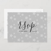Rsvp-kaart voor bruiloft | White Stars Script-Brie Uitnodiging Briefkaart (Voorkant / Achterkant)