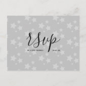 Rsvp-kaart voor bruiloft | White Stars Script-Brie Uitnodiging Briefkaart (Voorkant)