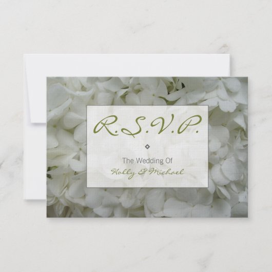 RSVP-kaart voor bruiloft - witte hydrangeas RSVP Kaartje (Voorkant)