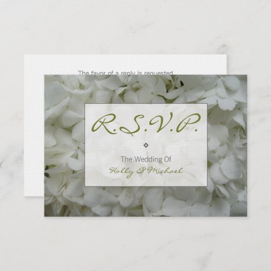 RSVP-kaart voor bruiloft - witte hydrangeas RSVP Kaartje (Voorkant / Achterkant)
