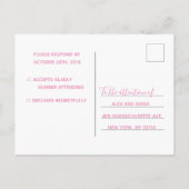 Rsvp-kaart voor bruiloft | Witte marmer Script roz Uitnodiging Briefkaart (Achterkant)