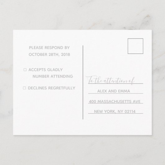 Rsvp-kaart voor bruiloft | Zee-flessenscript Uitnodiging Briefkaart (Achterkant)