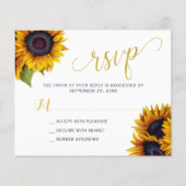 RSVP-kaart voor bruinzonnebloembruiloft (Voorkant)