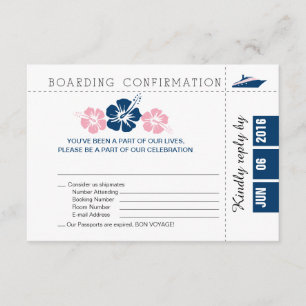 RSVP-kaart voor cruise boarding met Hibiscus RSVP Kaartje