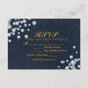 RSVP-kaart voor Dark Denim & Diamonds-verjaardagsf RSVP Kaartje