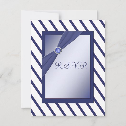 RSVP-kaart voor de marine en de witte Stripe RSVP Kaartje (Voorkant)