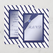 RSVP-kaart voor de marine en de witte Stripe RSVP Kaartje (Voorkant / Achterkant)