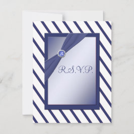 RSVP-kaart voor de marine en de witte Stripe RSVP Kaartje