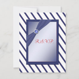 RSVP-kaart voor de marine en de witte Stripe RSVP Kaartje
