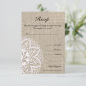  RSVP-kaart voor Doily & Burlap Wedding RSVP (Staand voorkant)
