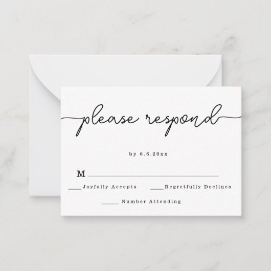 RSVP-kaart voor Elegant Script Weddenschap Notitiekaartje (Voorkant)