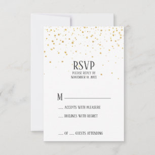 RSVP-kaart voor Gold Confetti Retirement Party RSVP Kaartje