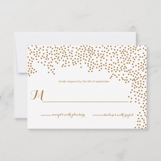 RSVP-kaart voor Gold Confetti Weddenschap RSVP Kaartje (Voorkant)