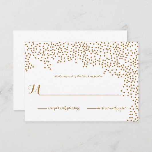 RSVP-kaart voor Gold Confetti Weddenschap RSVP Kaartje (Voorkant / Achterkant)