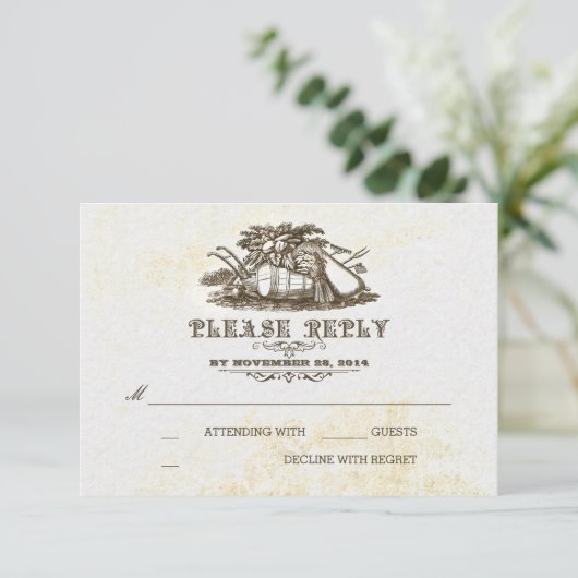 RSVP-kaart voor herfst oogst, trouwe land bruiloft RSVP Kaartje (Staand voorkant)