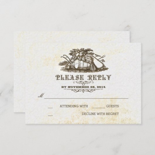 RSVP-kaart voor herfst oogst, trouwe land bruiloft RSVP Kaartje (Voorkant / Achterkant)