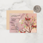 RSVP-kaart voor Herfst Tree & Butterfly Design Notitiekaartje (Voorkant / Achterkant in situ)