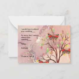RSVP-kaart voor Herfst Tree & Butterfly Design Notitiekaartje